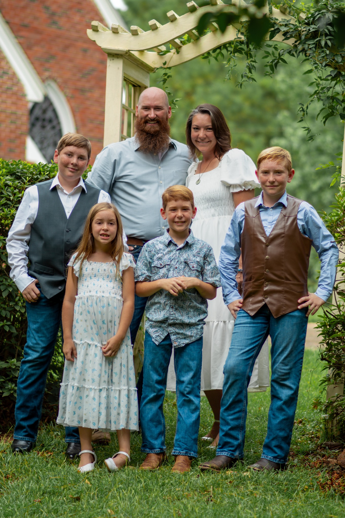 Our family of six together outdoors